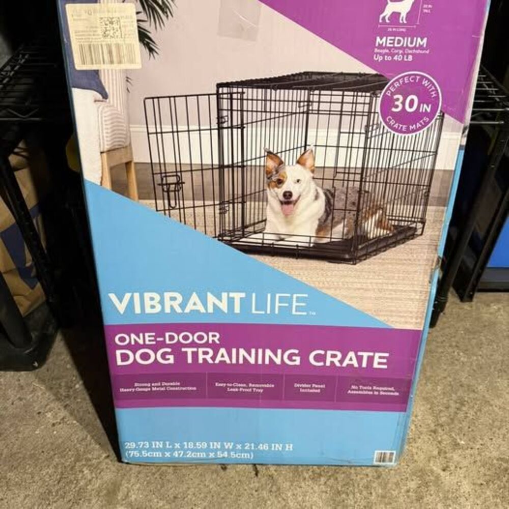 Vibrant Life One-Door Dog Training Crate 30in